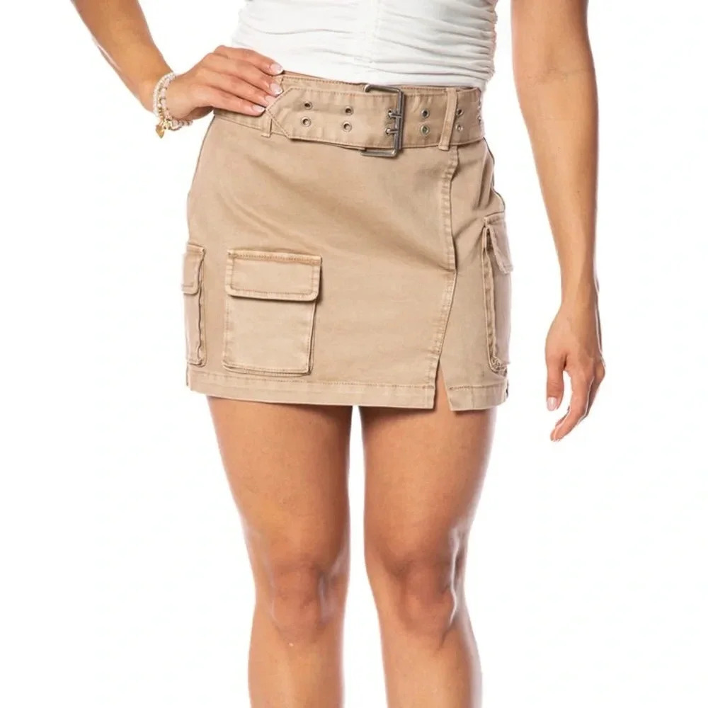 Juicy Couture Size 29 Khaki Tan Cargo Skirt with Belt Y2K NEW